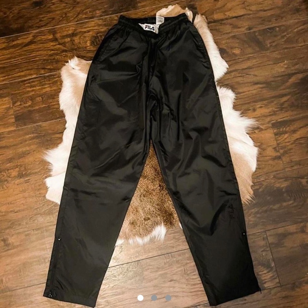 VINTAGE 90s FILA Nylon Lined Windbreaker Drawstring Track Pants